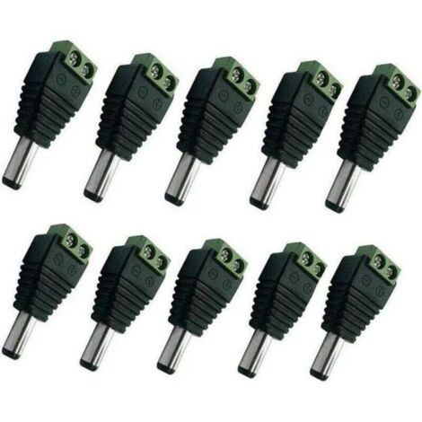 Connecteurs mâles pour câble d'alimentation CC 5,5 mm x 2,1 mm pour caméra de vidéosurveillance - Lot de 10 (1/4)