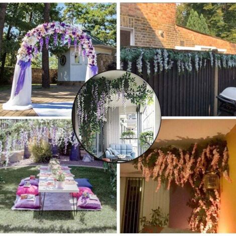 2 Pièces De Vigne De Fleur Artificielle 2M/6.5 Pieds Fausse Glycine Suspendue Guirlande De Vigne De Fleur De Vigne 90422336