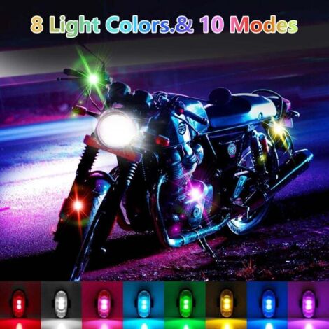6 Lampes LED Sans Fil Pour Véhicule – 8 Couleurs – 10 Modes – Télécommande – IP65 Étanche – Recharge USB – Moto, RC, Vélo, Drone