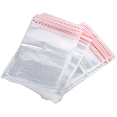 Sachets d'emballage réutilisables en plastique transparent avec fermeture éclair, pour conserver les bonbons, les noix et les aliments - Lot de 100, 3 tailles (1/3)