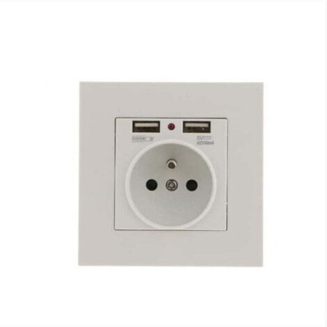 Lot de 2 Prises Murales, Prise Electrique Murale avec Double USB 5V/2100mA, Prise Encastrable avec 2 Ports de USB Pratique et Manialble (1/4)
