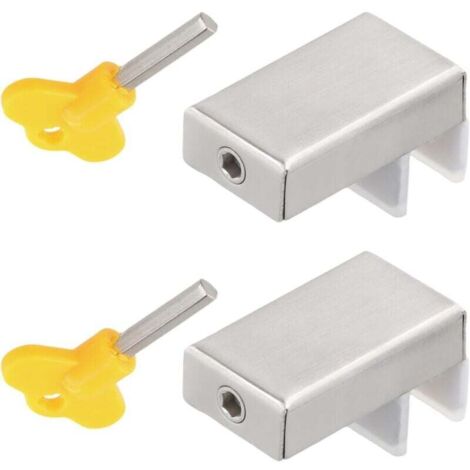 Lot de 2 Serrure Baie Vitrée Coulissante, Verrou Cale Fenêtre Coulissante en Acier Inoxydable, Réglables Serrure de Sécurité de Cadre de Porte pour Maison École