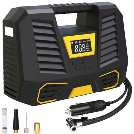 Compresseur à Air Portatif,150 PSI Gonfleur Pneus Voiture,3x2000mAh Mini Compresseur Pneu 12V,Pompe Pneus avec écran LCD Numérique Lampe LED,Compresseur Electrique pour Voiture Velo Moto (1/4)