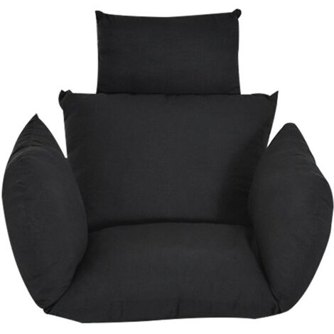 Coussin de siège suspendu pour balançoire, coussin de chaise hamac suspendu, coussin de siège épais pour chaise suspendue, pour patio intérieur extérieur, jardin (noir)