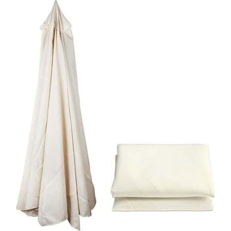 Toile de rechange pour parasol d'extérieur, toile imperméable blanc cassé, diamètre 3 m (pour parasols à 8 baleines) (1/4)