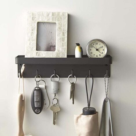 Étagère murale, Home Smart Porte-clés magnétique avec plateau Noir Étagère murale (1/4)
