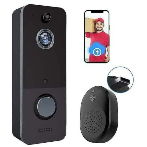 Caméra de sonnette sans fil, avec détection de mouvement, stockage en nuage, image HD en direct, vision nocturne, compatible Wi-Fi 2,4 g (1/4)