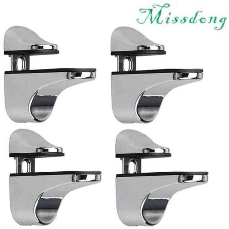 Support D'étagère en Verre Réglable, 4 Pcs Support D'étagère en Verre, Pince en Verre à Fixation Murale, Support pour Étagères en Verre (1/4)