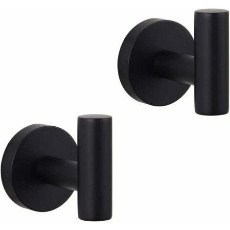 Porte-manteau noir mat pour salle de bain SUS 304 en acier inoxydable simple serviette / peignoirs crochet pour salle de bain cuisine style hôtel moderne mural 2 paquets (1/4)