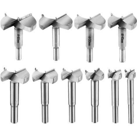10 Pcs Mèche Bois 15-60mm Carbure Foret Meche à Façonner Fraise Perceuse 15mm 20mm 25mm 30mm 35mm 40mm 45mm 50mm 55mm 60mm (1/4)
