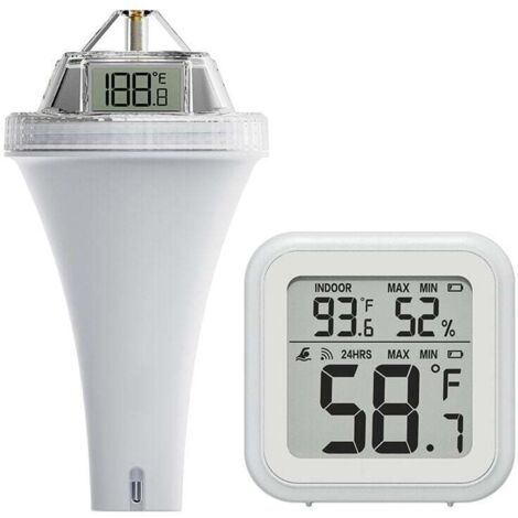 Thermomètre Flottant sans Fil pour Piscine avec Triple Écrans LCD Moniteur de Température de l'Eau Extérieure pour Piscine, Aquarium, Étang (1/4)