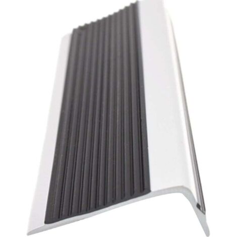 Profilé de marche en PVC, profilé de marche autocollant, structure en L, facile à installer 5020mm, adapté aux marches rondes, adapté aux marches d'escalier, pont de nez de marche en PVC (gris noir)