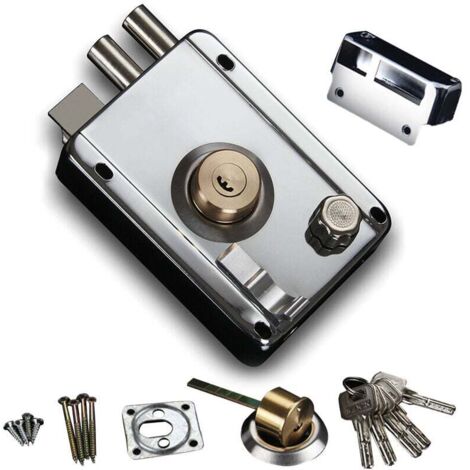 Serrure de Porte Extérieure de sécurité Anti-vol Gauche Serrure de Porte Ouverte avec 5 Clés pour Dortoir à la Maison (1/4)