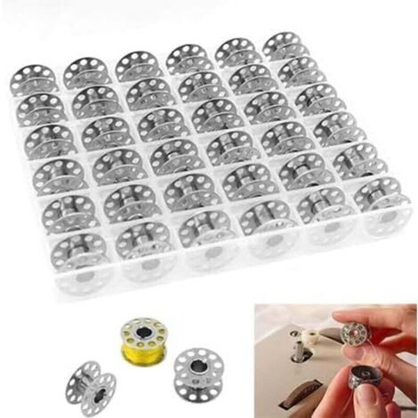 Lot de 36 bobines pour machine à coudre, accessoires de couture, bobines de fil souterrain en métal, pour machines à coudre artisanales (1/4)