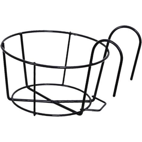 Garde-Corps jardinières Porte-Pot de Fleur Ronde clôture étagère conteneur Fer Art paniers Suspendus Fer Art Support pour extérieur Balcon Pont Porche, Noir 12cm