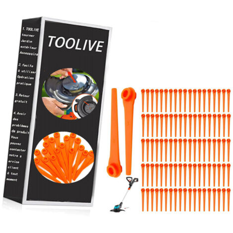 Lot de 100 Lames de Rechange en Plastique pour Coupe-Bordures Gardena 9823 9825 9820 9821 Lames débroussailleuse 70mm (1/4)