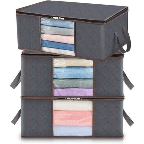 Sac de rangement pour vtements de 35l, bote de rangement pliable sous le lit pour chambre coucher, couettes, vtements, couvertures, jouets, paquet de 3 (1/4)