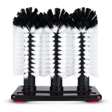 Brosse à Verre,Brosse Lave-Verre,Lave Verre à 3 Têtes avec Base à Ventouse,Brosse Nettoyage Bouteille en Verre,Brosse de Nettoyage de Verre Brosse Bouteille avec Ventouse,goupillon biberon,19x10x19cm (1/4)