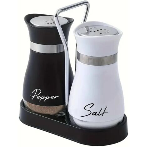 Salieres Et Poivrieres en Acier Inoxydable, 100ml Salière et Poivrière Set, Sel et Poivre de Table Récipient à Bouteille avec Fond En Verre pour Maison Cuisine Épices Restaurant Camping (1/4)
