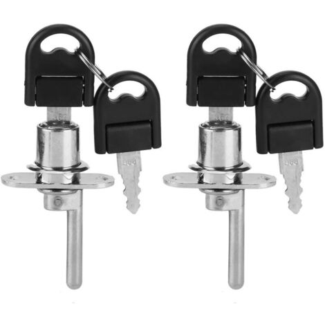 Lot de 2 serrures de meuble à tiroirs avec clés de sécurité pour bureau (tête de 19 mm, argent) (1/4)