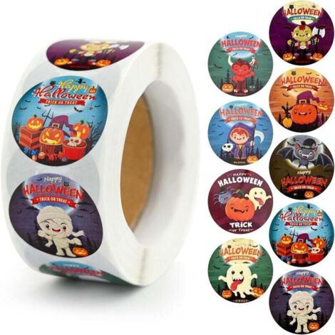 &x1f383【Autocollants de scellage Halloween】 Vous recevrez 500pcs autocollants d&39Halloween avec différents styles (1 rouleau), un design spécial et une quantité suffisante pour répondre à vos besoins (1/4)