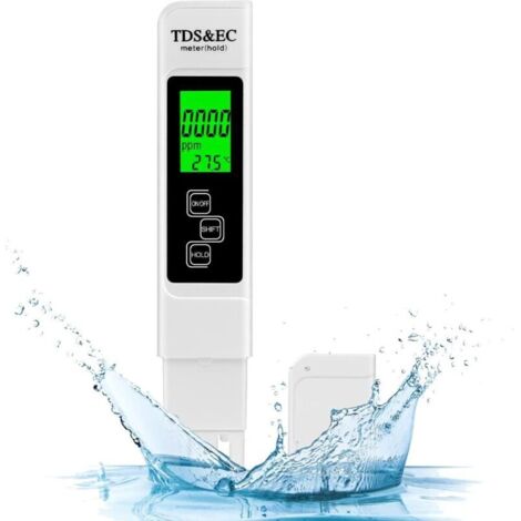 Testeur de qualité de l'eau, Testeur pH Mètre 4 en 1 et TDS&EC Mètre Température, pH-mètre avec Écran LCD, résolution Haute précision 0,01, pour eau Potable, Piscine, Aquariums (1/4)