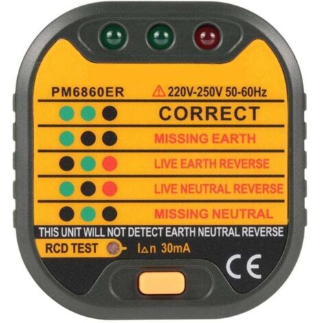 Appareil de Contrôle électrique Automatique de Prise 50-60Hz Pour la Maison PM6860BG / DR/ER, Fonction D'essai de RCD(EU Plug) (1/4)