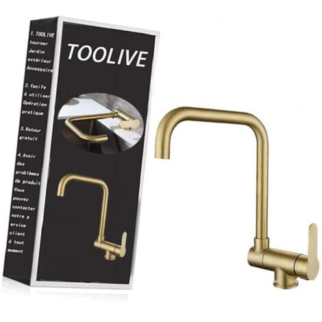 Mitigeur Cuisine Rabattable,robinet Cuisine Rabattable D'or Brossé En Acier Inoxydable,Robinet Pliable Moderne (1/4)