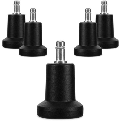 Cloches pour chaise de bureau - Lot 5 embouts remplacement roulettes de chaise 11/22 mm - Pied de siège fixe et silencieux pour sol dur (1/4)