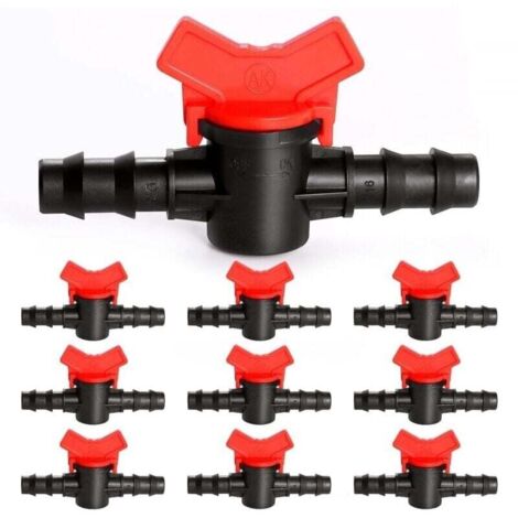 10 Pices 16mm Vanne Commutation d\'Irrigation, Irrigation Pipe Valve Switch, Robinet Jardin en Plastique PE, Robinet Barbel Double Mle, pour L\'irrigation des Pelouses de Jardin (1/4)