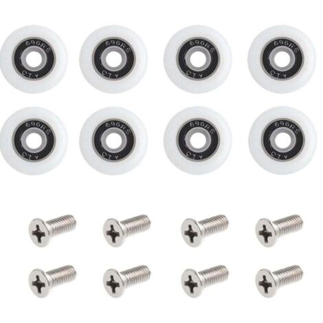 Lot de 8 roulettes pour porte de douche Avec Des Vis, 23 mm de diamètre roulettes de rechange pour porte de douche coulissante Pour cabine de douche