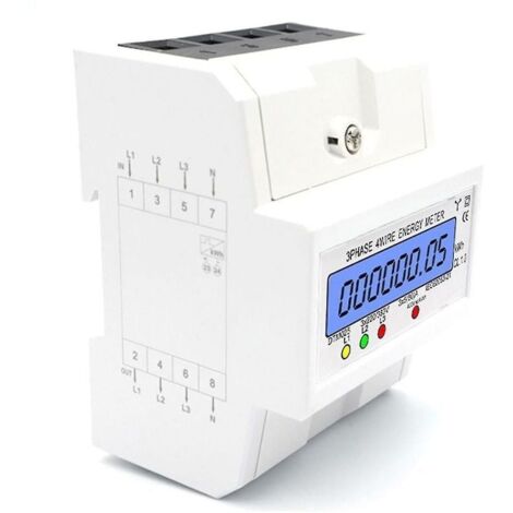 Compteur d\'nergie triphas 4 fils, 220/380v, 5-80a, consommation d\'nergie, compteur Kwh, installation sur rail Din, compteur d\'nergie lectrique numrique avec cran LCD rtroclair (1/4)