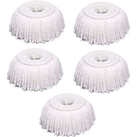 Lot de 5 têtes de balai à franges de rechange en microfibre, universelles pour balai à franges magiques à 360 °, forme ronde, taille standard (1/4)