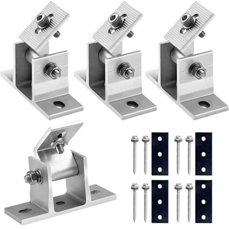 Support de panneau solaire, kit de montage pour panneau solaire, support de 15 à 30 °, support photovoltaïque, pour toit plat, montage mural, balcon, camping-car,4pcs (1/4)