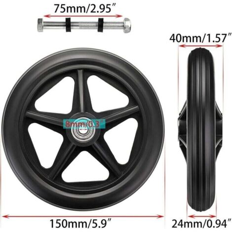 Lot De 2 Roues De Rechange Pour Valise – Plastique Résistant – Hauteur 95 Mm Ou 92 Mm – Silence – Faciles à Monter