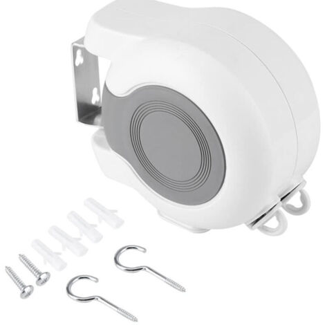 Corde a Linge Retractable Etendoir Linge Extensible Exterieur, Etendoir Linge Séchoir à Linge Rétractable à Fixation Murale Double pour Intérieur et Extérieur 26 m (2 x 13 m) (1/4)