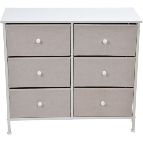 Armoire de Rangement en Tissu Non tissé à 6 Tiroirs avec Poignées, Organisateur de Placard Blanc pour Chambre à Coucher, Salon, Couloir (1/4)