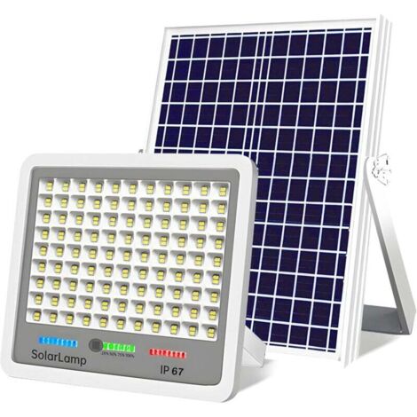 Projecteur solaire d'extérieur haute luminosité 300 W, télécommande, étanche IP65, allumage/extinction automatique, 15 000 mA