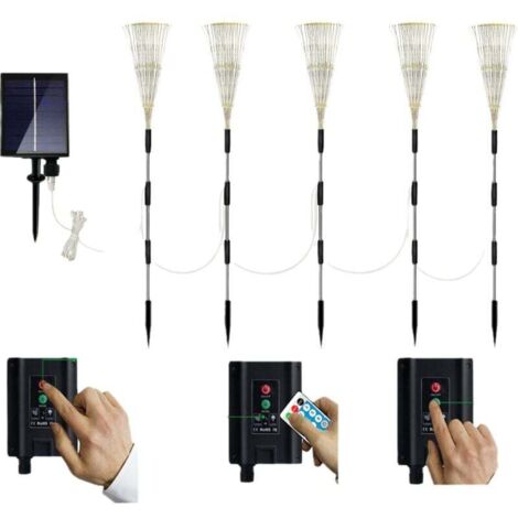1 ensemble de 5 lampes solaires d'extérieur pour éclairage de paysage solaire, lampes solaires de jardin (1/4)