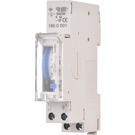 Commutateur de minuterie mécanique, 24 heures AC 220-240V Intervalle de 15 minutes 96 fois ON/OFF Minuterie électrique programmable Interrupteur de relais d'installation sur rail DIN (1/4)