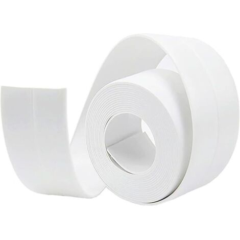 Joint Salle de Bain, 3,2m38mm Bande Etancheite Autocollante, Ruban D'étanchéité Auto-Adhésif en PVC pour Baignoire, Salle de Bain, Cuisine, Anti-moisissure, Calfeutrage(Blanc)