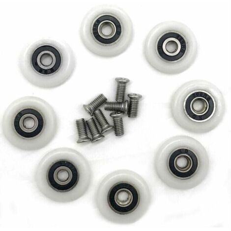 Lot de 8 roues de rechange pour porte de douche de 23 mm de diamètre Fixation de porte et paroi de douche (1/4)