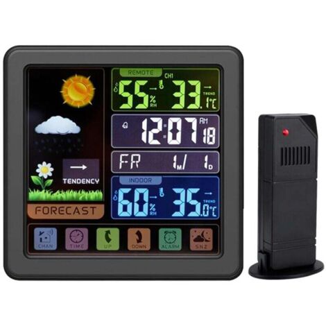 Weather Station Station météo radio avec capteur extérieur 6,1 pouces Écran couleur, thermomètre numérique intérieur extérieur, hydromètre humidité, signal de réception DCF, horloge radio-pilotée, (1/4)