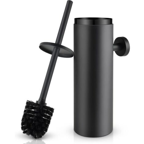 Brosses à Toilettes, Brosse WC INOX,Toilette WC avec Couvercle Anti-éclaboussures Fermé,Tête de Brosse Remplaçable Mesures 8 x 8 x 39 cm(Noire) (1/4)