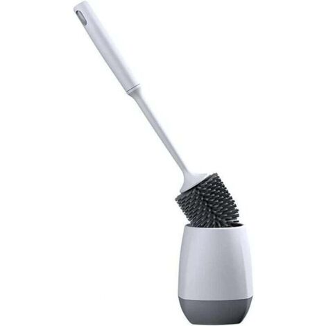 Brosse WC, Brosse de Toilette en Silicone, Balayette WC en Silicone Antibactérienne à Séchage Rapide, Brosse Toilettes à Manche Long, Montage Mural/au Sol