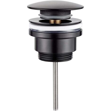 M20509B - Bonde de lavabo universelle 1/4" avec ou sans trop-plein, bonde de lavabo à vidange automatique, noire (1/4)