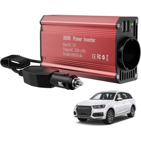 Convertisseur , onduleur, convertisseur de tension 12 V à 220 V, avec 2 ports USB, pour charger voitures, lampes, téléphones portables, ordinateurs portables et autres appareils. (1/4)