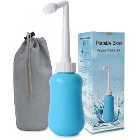 Bidet portable 350 ml bleu pour les soins post-partum, en matériau EVA ABS souple, avec embout rétractable, idéal pour les voyages et les soins post-partum. (1/4)