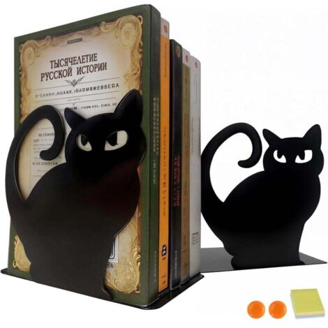 Lot de 2 serre-livres chatons, serre-livres en acier inoxydable, serre-livres pouvant servir de cadeaux, adaptés aux écoles, bibliothèques, bureaux, cuisines, etc.