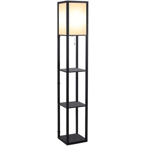 Lampadaire à 3 étagères, éclairage tricolore, style rétro, design industriel, idéal pour le salon, la chambre et le bureau. (1/4)